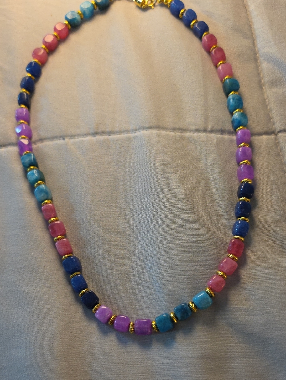 Multicolor Beaded Necklace with Gold Accents - Women Jewelry
